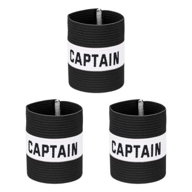 Imagem de YELARXI Braçadeira Capitão, Braçadeira de Capitão de Futebol Elásticas Ajustáveis Braçadeiras Líder Team Sport Rugby Player Band 10,4 x 8,6 cm e Preto/Branco e 3 Peças-Adequado para (Treinamento de