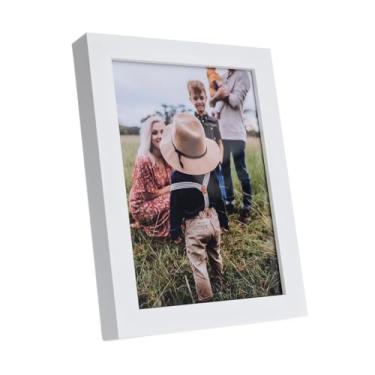 Imagem de Porta-Retrato 15x21 cm com Vidro – Moldura Decorativa para Foto de Família de Mesa(Branco)
