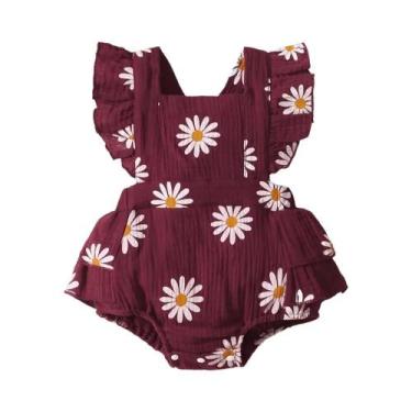 Imagem de Macacão Sem Mangas Com Babados Para Bebê Menina, Body Para Recém-Nasci