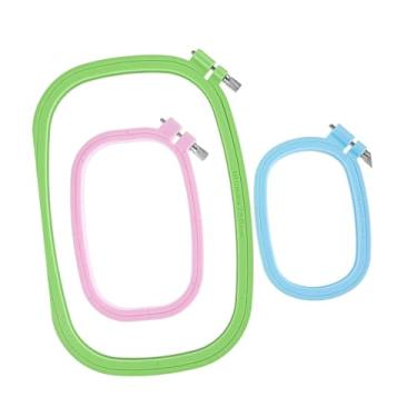 Imagem de KiBcsLic Conjunto de 3 bastidores de bordado para ponto cruz, leves, reutilizáveis, para trabalhos manuais, costura e decoração. Coloridos.