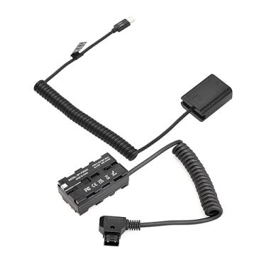 Imagem de Bateria falsa D-Tap para bateria dupla face NP-F550 + Tipo-C para NP-FW50 cabo enrolado acoplador DC acessório para câmera Sony NEX5 NEX3/monitores/luz de vídeo LED/