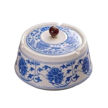 Imagem de Cinzeiro moderno com tampa material cerâmico redondo formato retrô para hotel, sala de estar, mesa, cinzeiro, decoração de casa