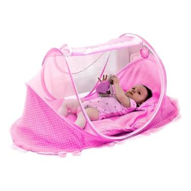 Imagem de Berço Tenda Portátil com Mosquiteiro e Colchonete | Camuflado de Bebê 100% Algodão Antialérgico | Cercadinho Portátil para Viagem e Sono Compartilhado Proteção Anti-Mosquito