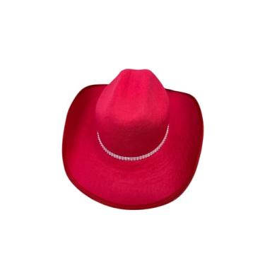 Imagem de Chapéu Boiadeira Country Infantil Feminino, Rosa Preto Vermelho, Estilo Cowgirl (Vermelho)