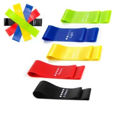 Imagem de Kit de Elásticos para Exercícios com 5 Tubos de Resistência 100LB, 5 Mini Bands, Corda de Pular, Hand Grip e Bolsa de Transporte, 16 Peças para Treino Funcional em Casa