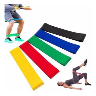 Imagem de Kit 5 Mini Band Elástico P Exercícios Fisioterapia pilates yoga 5 Níve