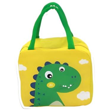 Imagem de Bolsa Térmica Marmita Lancheira Sacola Em Poliéster Com Ziper De Segurança Impermeável 7 Litros Cinza, Preta, Rosa, Azul e Vermelha Trabalho Academia Escola Passeio PREMIUM SYANG (Dino)