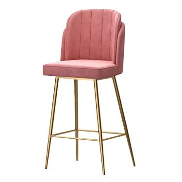 Imagem de Banquetas de bar, cadeiras de bistrô, bancos de bar, banquinho alto de veludo moderno, 1 peça, banco alto com encosto e apoio para os pés, bancos de balcão cadeiras