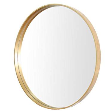 Imagem de Espelho redondo espelho de banheiro - pendurado na parede europeu espelho de metal dourado (tamanho: 60 cm)