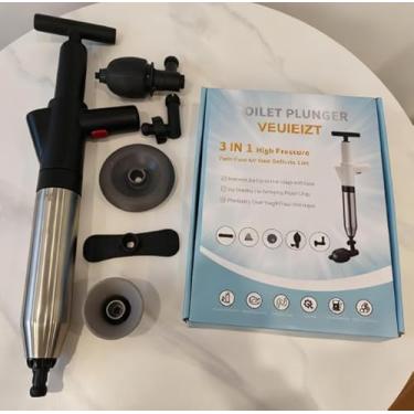 Imagem de Desentupidor de vaso sanitário, removedor de entupimento de drenagem, Blaster de drenagem de ar de alta pressão com barômetro em tempo real Ferramentas de encanamento de pia de cobra potente, êmbolo