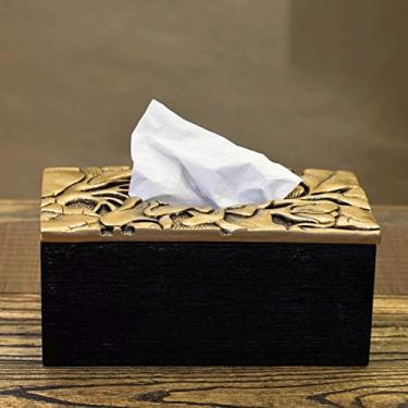 Imagem de Capa de caixa de lenços em relevo de flores vintage, suporte de tecido de resina impermeável estilo pastoral, dispensador de lenços faciais, porta-guardanapos