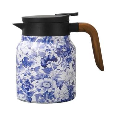 Imagem de Garrafa Térmica Vintage Floral De Aço Inoxidável 1000ml Com Infusor E 