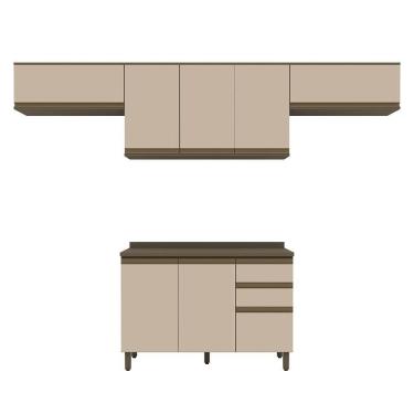 Imagem de Cozinha Modulada Connect 4 Peças Balcão 120cm Duna/cristal Com Tampo Mdp - Móveis Henn Duna/cristal