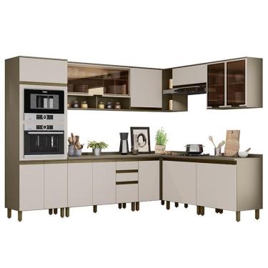 Imagem de Cozinha Completa De Canto 9 Peças Connect Duna-cristal Com Torre Quente E Aéreo Vidro - Móveis Henn Duna-cristal