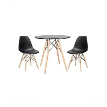 Imagem de Conjunto Mesa Eiffel Redonda 70 Cm Mdf + 2 Cadeira Eames Eiffel Preto