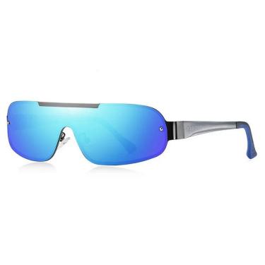 Imagem de Óculos De Sol Piloto Barcur Ultra Leve Alumínio Masculino Lente Polarizada Uv400 Azul