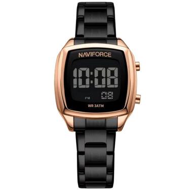 Imagem de Relógio Digital Feminino Em Aço Inoxidável Design Casual Fashion Preto Fosco