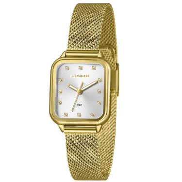 Imagem de Relógio Lince Feminino Ref: Lqgh253l26 S1kx Retangular Mesh Dourado