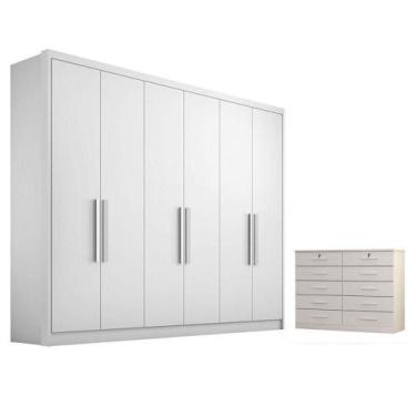 Imagem de Guarda Roupa Casal Linea Com Nicho E Gaveteiro Milão Com Chave Neve - 