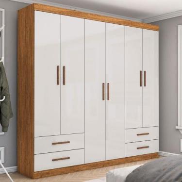 Imagem de Guarda-Roupa Casal Mondo 6 Portas 4 Gavetas Cinamomo/Off White - Pnr M
