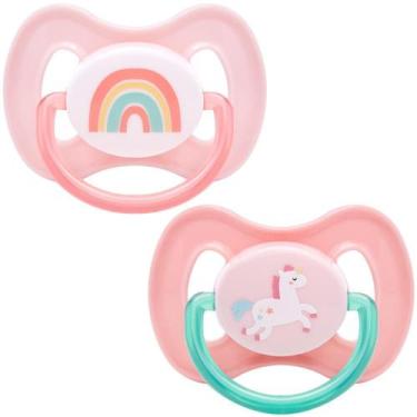 Imagem de Kit 2 Chupetas Buba Comfort Tam 1 Noturna Unicórnio Rosa