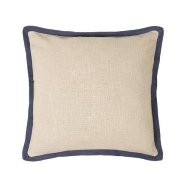 Imagem de Capa de Almofada Lóris com aba azul marinho - Westwing Collection, Off