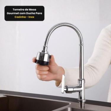Imagem de Torneira de Mesa Gourmet com Ducha Para Cozinha - Inox - STARTOOLS