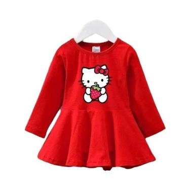 Imagem de Vestido De Manga Longa Para Meninas Com Estampa Da Hello Kitty, Roupa 