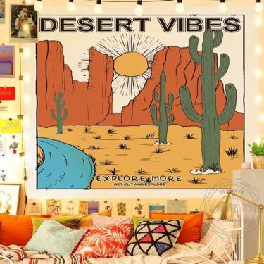 Imagem de Tapeçaria para pendurar na parede Desert Vibes Boho Cactus 100x150cm -