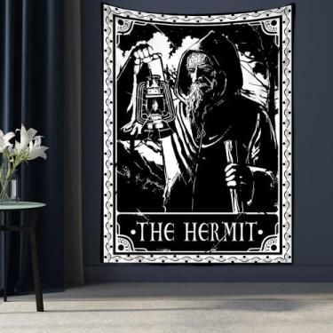Imagem de Tapeçaria para pendurar na parede The Hermit em preto e branco 100x150