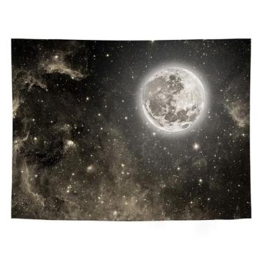 Imagem de Tapeçaria de parede com tema espacial de lua e estrelas 100x150cm - ta