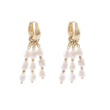 Imagem de Brinco Armazem Rr Bijoux Argola Com Pérolas Dourado