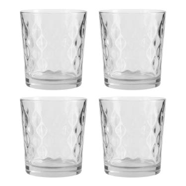 Imagem de Jogo 4 Copo De Vidro Transparente Para Whisky Diamond 360ml Em Casa Tem