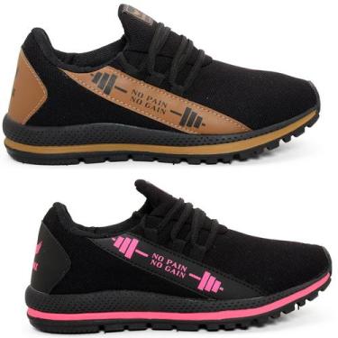 Imagem de Kit 2 pares de Tênis Esportivo Unissex Haymax Cross Corrida, Preto car