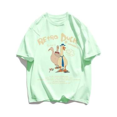 Imagem de Camisetas De Algodão Com Estampa De Pato Retro Para Homens, Soltas E R