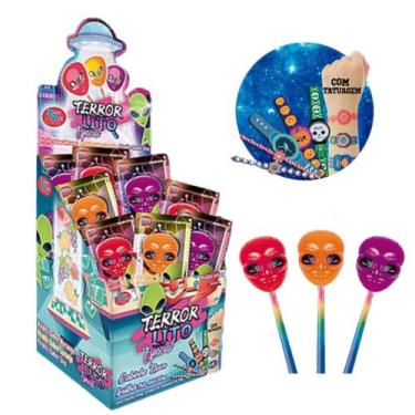 Imagem de Pirulito terror lito espacial neon tatoo c/15 - DOCEMIX