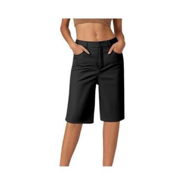 Imagem de Shorts Cargo Femininos De Cintura Alta, Moda Casual, Calças Retas Com 