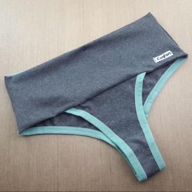 Imagem de Calcinha Segura Barriga Cós Duplo Reforçado Cor:Erva Doce/MesclaTamanh