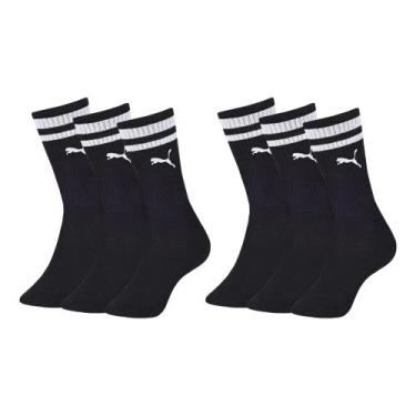 Imagem de Kit Com 6 Pares Meia Esportiva Masculina Cano Longo - Selene, Preto, Ú