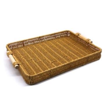 Imagem de Bandeja Trançada Organizador Cesto Pão Vime Rattan com Alça - Y888, Be