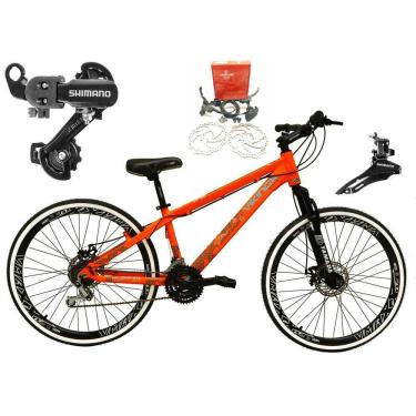 Imagem de Bicicleta Aro 26 Vikingx Tuff 21v Alumínio Câmbios Shimano Freio a Disco Hidráulicos Aros Vmaxx Preto - Laranja X30