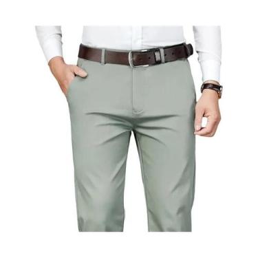 Imagem de Calças Casuais Masculinas Em Algodão Stretch E Fibra De Bambu, Estilo 