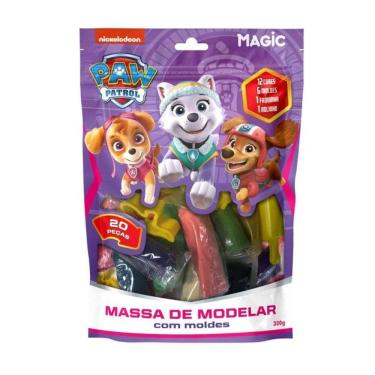 Imagem de Massa de modelar 12 cores 6 moldes 2 itens - patrulha canina - pacote roxo
