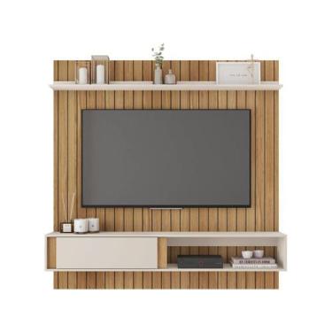 Imagem de Painel para TV até 65" Caemmun Boreal 1.8 1 Prateleira, Buriti/Off Whi