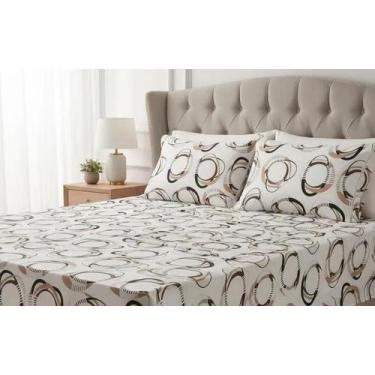 Imagem de Jogo de Lençol Casal Padrão com Elástico Algodão Poliester 3 peças - C