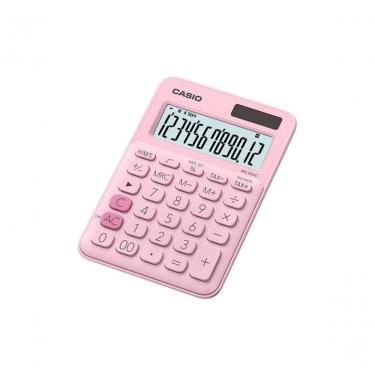 Imagem de Calculadora de Mesa Casio MS-20UC-PK-W-DC 12 Dígitos com Visor Grande e Alimentação Solar e Pilha Rosa