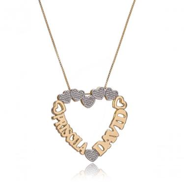 Imagem de Colar Personalizado Floratta Joias Mandala com Pingente em Coração e Detalhes em Ródio Banhado em Ouro 18K Feminino