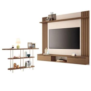 Imagem de Painel Para Tv Suspenso Solus E Aparador Infinity Castanho Off White -