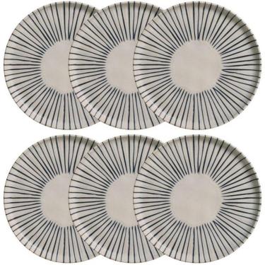 Imagem de Conjunto de Pratos de Sobremesa Bio Elemento 6 Peças em Stoneware com Acabamento Esmaltado para Mesa Cinza