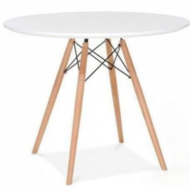 Imagem de Mesa de Jantar Redondo 90cm Eiffel Charles Eames Wood Tampo MDF Branco